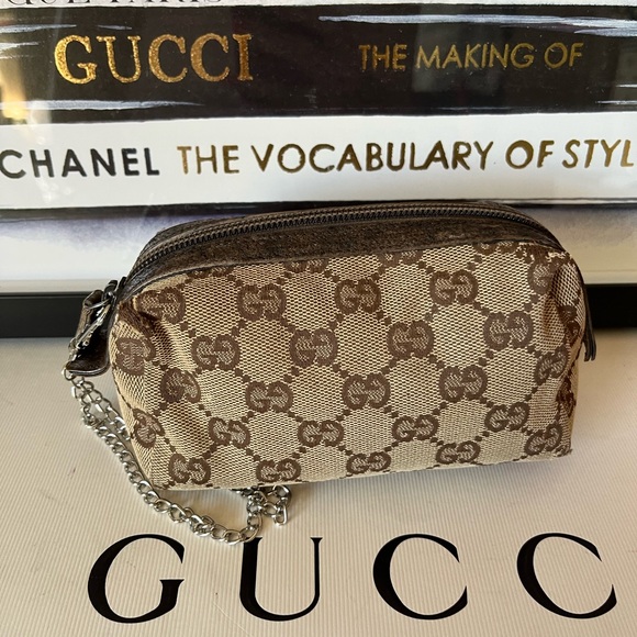 GUCCI Canvas Monogram Pouch Wristlet Vintage - Picture 4 of 17